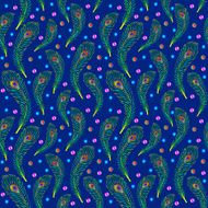 seamless background with peacock feathers and jewels