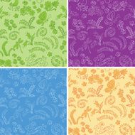 color floral seamless backgrounds with nature - vector set