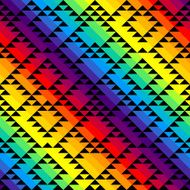 Black triangles on rainbow background