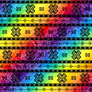 Tribal geometric ornament on raibow colors background