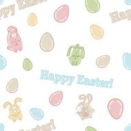 Seamless vector pattern with cute easter eggs bunnies