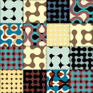 Patchwork with retro geometric patterns