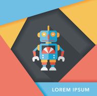 vintage robot flat icon with long shadow eps 10 N30