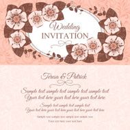 Vintage wedding invitation card beige
