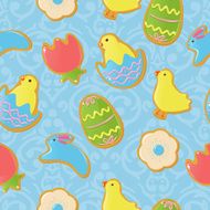 Seamless background with cute Easter themed cookies N2