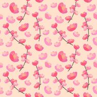 Hand drawn vector illustration Cherry blossom seamless flowers