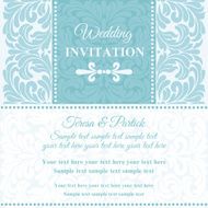Baroque wedding invitation blue and white