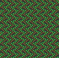 Colored geometrical pattern with green and orange vertical dotte