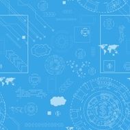 Tech engineering seamless drawing background