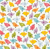 Seamless pattern with cute colorful birds