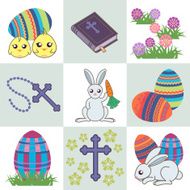 Easter Bunny with Decorated Eggs &amp; Collection