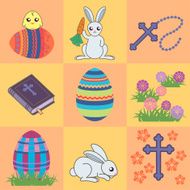 Easter Bunny with Decorated Eggs &amp; Collection N2
