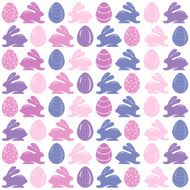 Easter pattern with eggs and rabbit vector