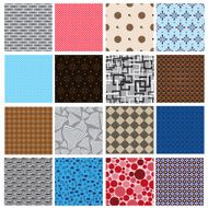 16 simple retro color seamless patterns eps10