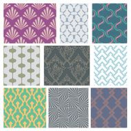 Set of 9 seamless geometric and line shape patterns set 1