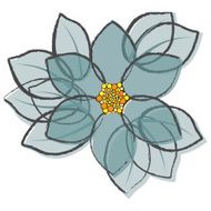 Pretty blue abstract flower on white