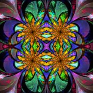 Pattern from fractal Flowers Blue green and brown palette