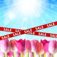 Spring Sale Concept with Nature and Ribbons Vector Illustration N2