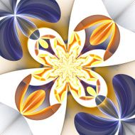 Diagonal symmetrical pattern of the flower petals Blue and beige