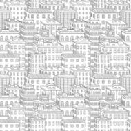 Townhouses day seamless pattern