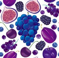 Seamless pattern of blue and lilac fruits