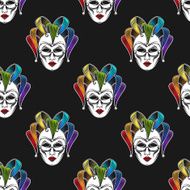 vector background with engraving rainbow venetian carnival mask