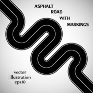Asphalt road black color with white solid marking and text