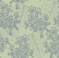 Seamless wallpaper with a branch of lilac blossoms Vector illustration