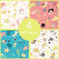 Sea creatures seamless pattern N2