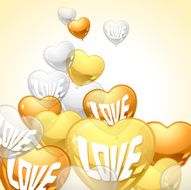 Background with flying balloons in the shape of a heart N2