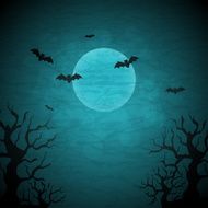 Halloween vector background with moon and bats