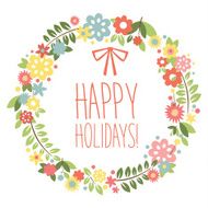 Vintage floral background with cute bird in pastel colors