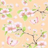 Sakura and butterflies seamless pattern