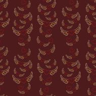 winged hearts seamless pattern