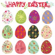 Easter egg set Flowers pattern