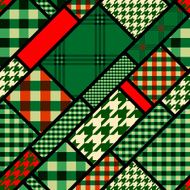 Patchwork pattern with green plaid patches
