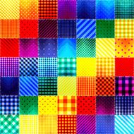 Patchwork of fabric in rainbow colors