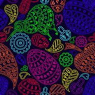 The multicolored pattern on a dark background
