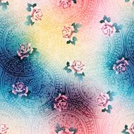 Vintage pattern of roses on blur background