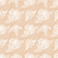Seamless pattern with white flowers on a beige background