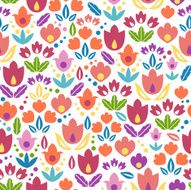 Tulip Field Ornamental Seamless Pattern Background