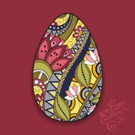Vector Holiday Floral Easter Egg with Inscription Happy N3
