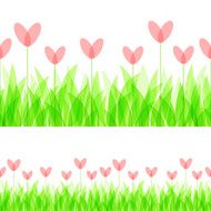 Seamless ornament with grass and flowers