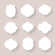 Set of white silhouette frames or cartouches for badges