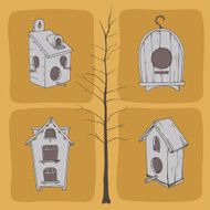 Birdhouses and tree