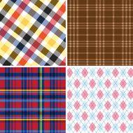 Collection of seamless Retro checked cotton pattern