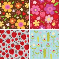 Four seamless floral patterns