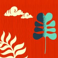 Asian growth natural abstract on red wood grain