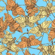Sketch moth and bow in vintage style