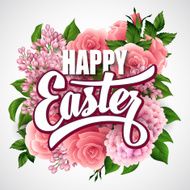 Easter greeting with flowers Vector illustration